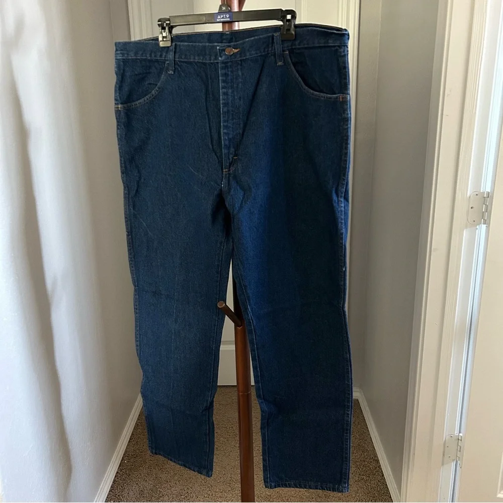 Men’s Rustler Dark Wash Denim Regular Fit Jeans Size 42x32 |C65 - Picture 9 of 12